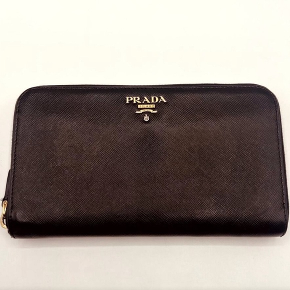 Prada Accessories - Authentic Prada Black Saffiano Zip Around Wallet